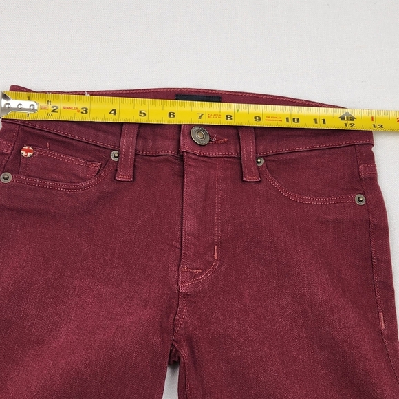 Hudson Made In USA Super Skinny Maroon Distressed Jeans - Picture 7 of 12
